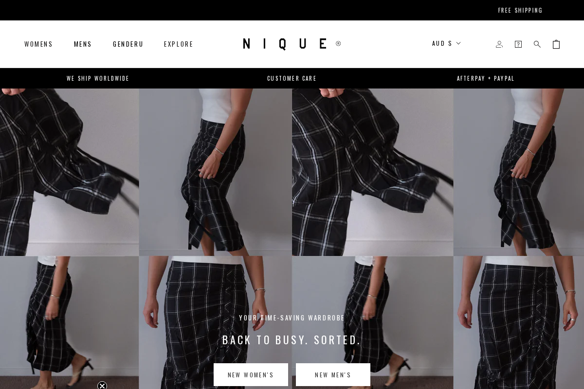 Modern Minimalist Fashion homepage screenshot