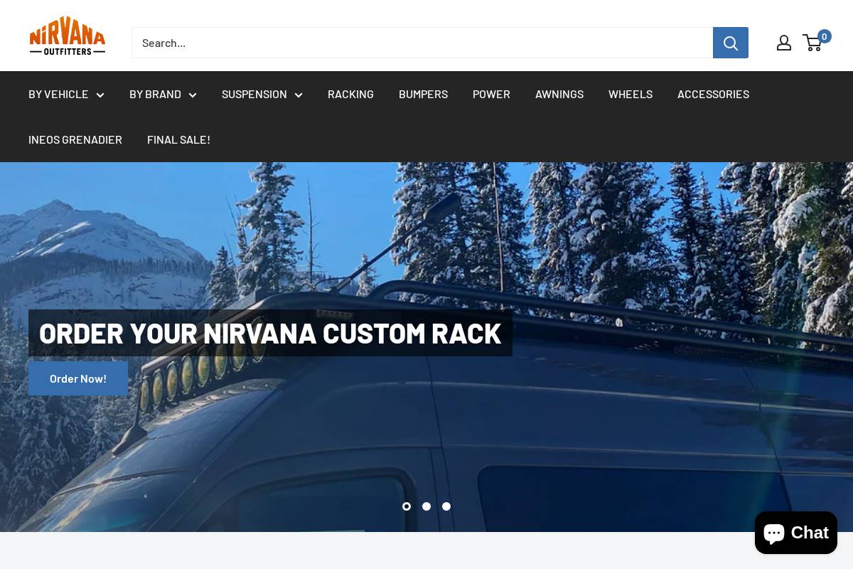 nirvanaoutfitters.com homepage screenshot