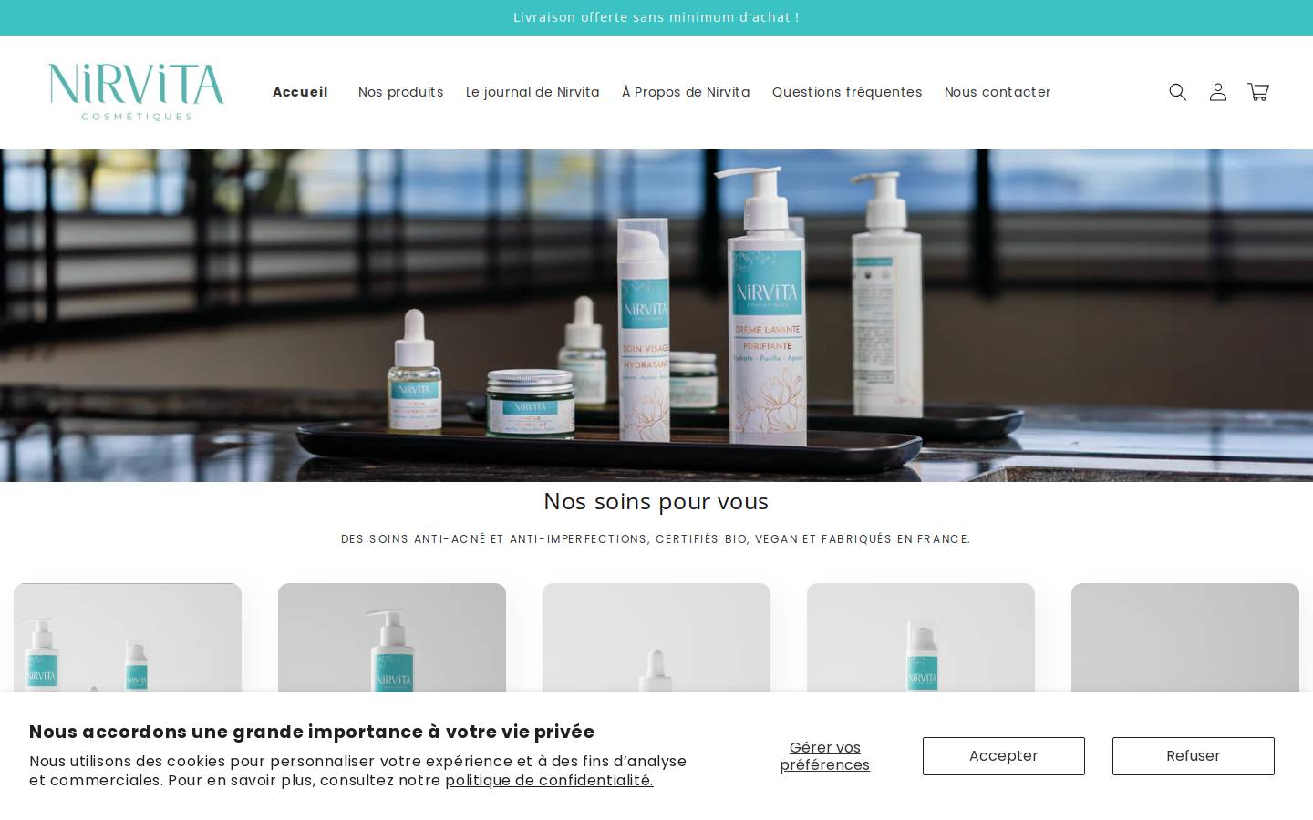 Nirvita homepage screenshot