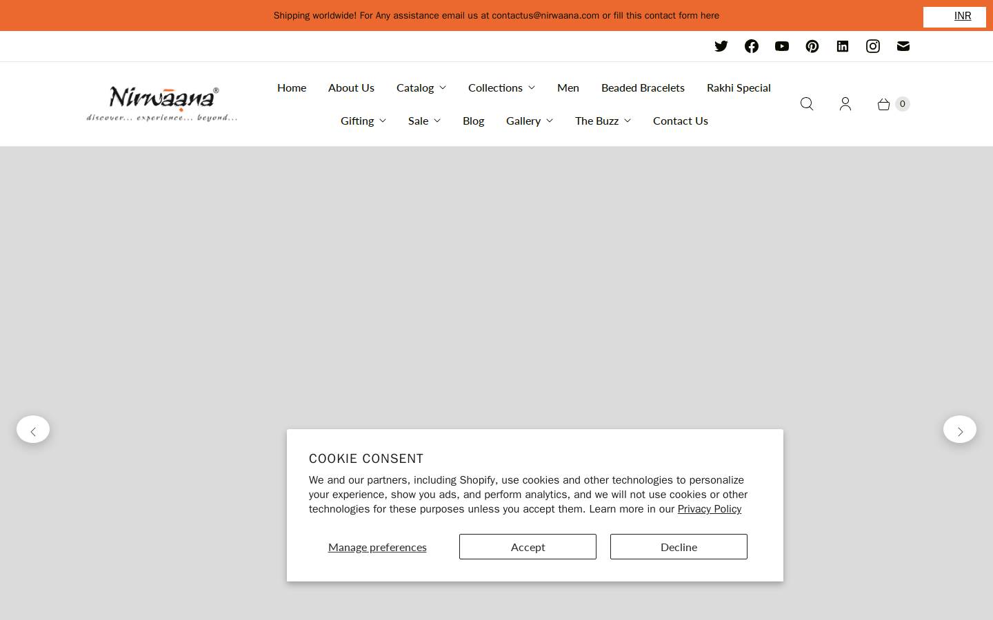 Nirwaana homepage screenshot