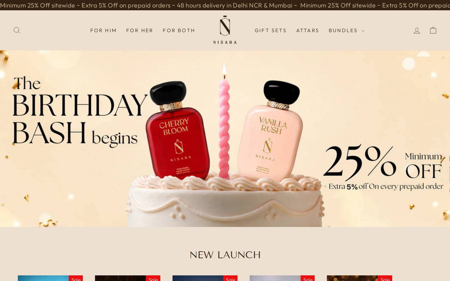 nisarabeauty.com homepage screenshot