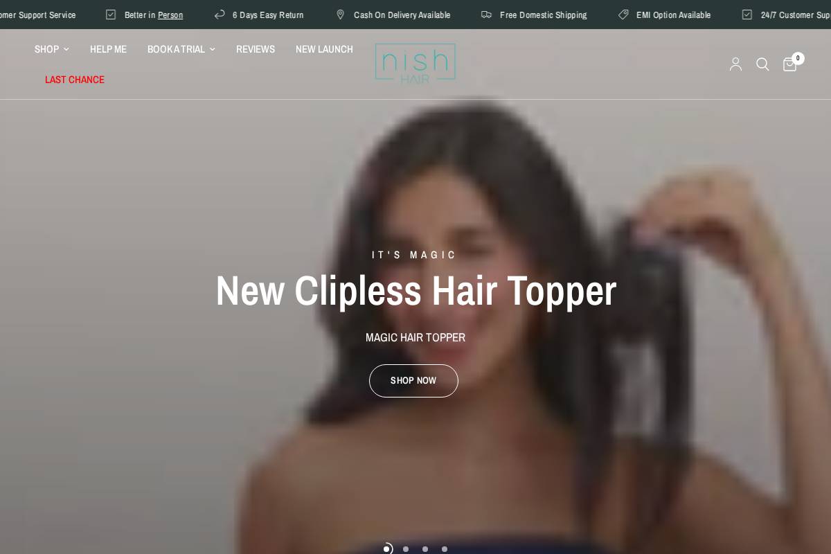 nishhair.com homepage screenshot