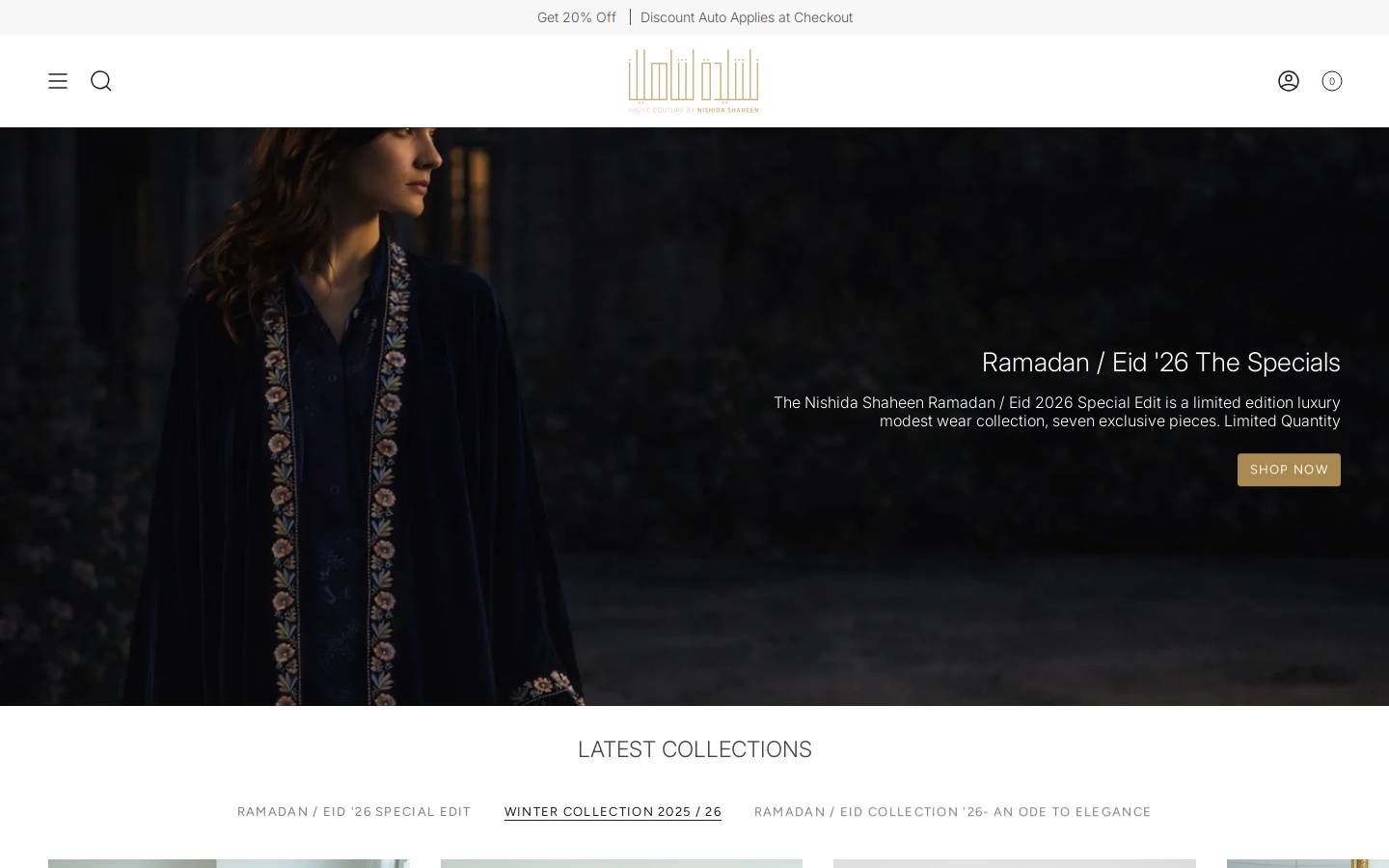 nishidashaheen.com homepage screenshot
