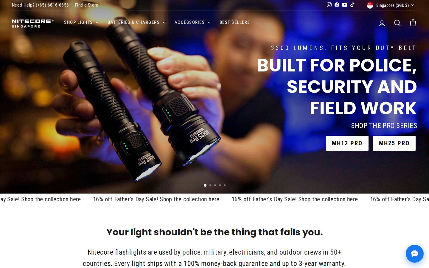 nitecore.com homepage screenshot