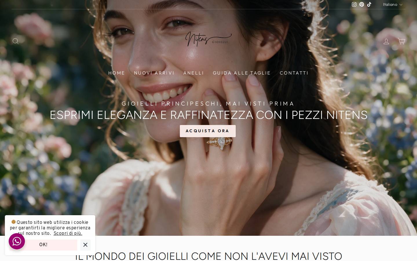 nitens-gioielli.it homepage screenshot