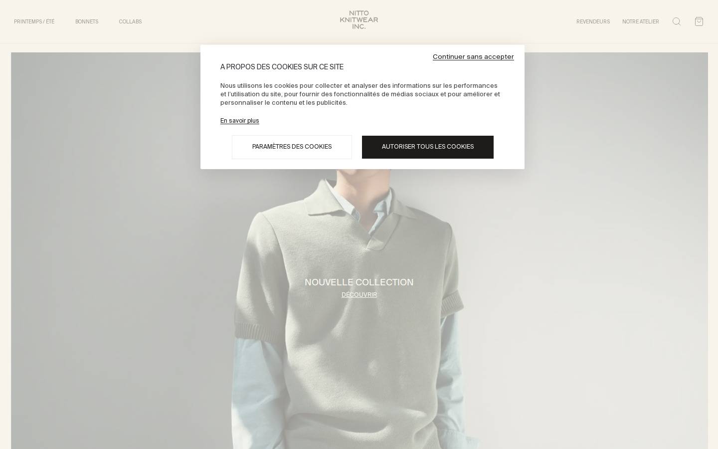nittoknitwear.com homepage screenshot