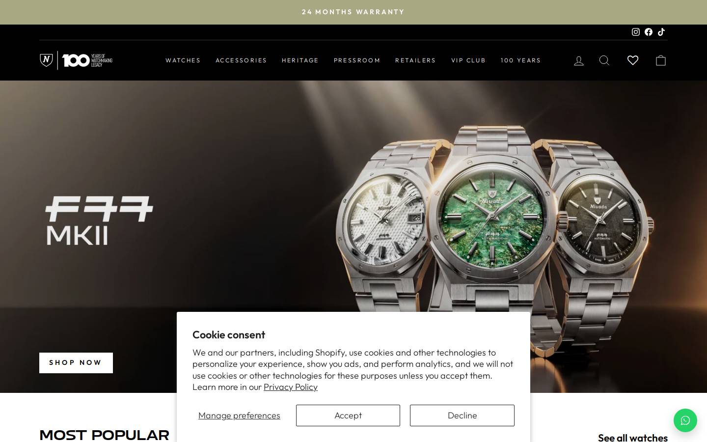 Nivada Grenchen homepage screenshot