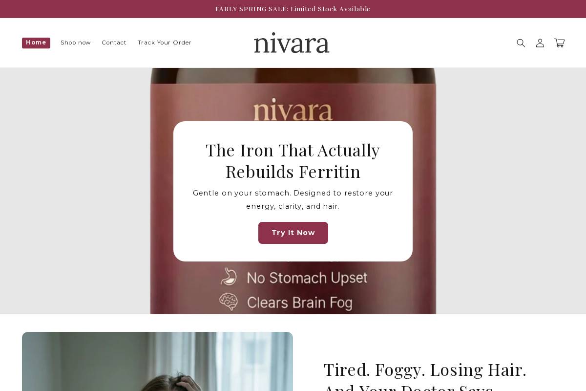 Nivara Shop homepage screenshot