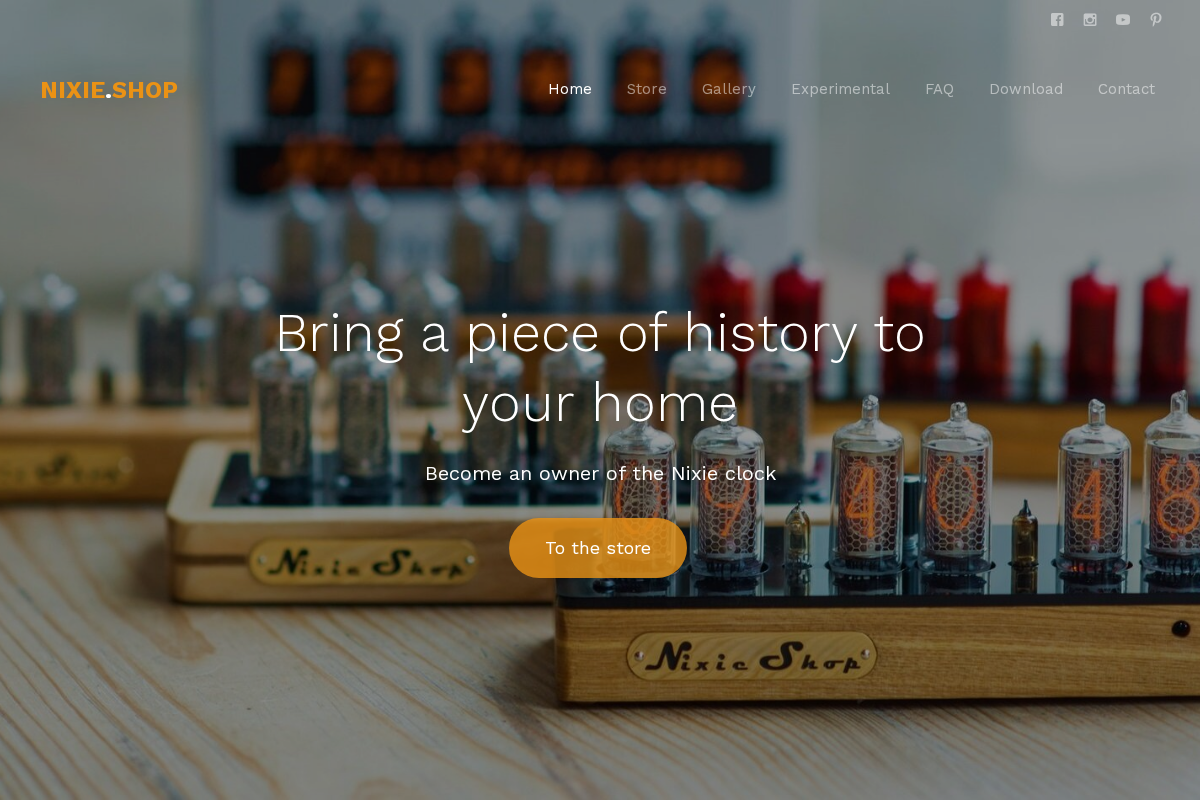 Nixieshop homepage screenshot