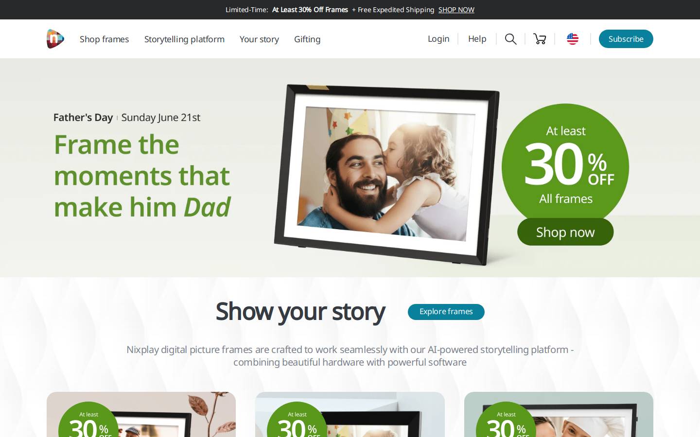 Nixplay homepage screenshot
