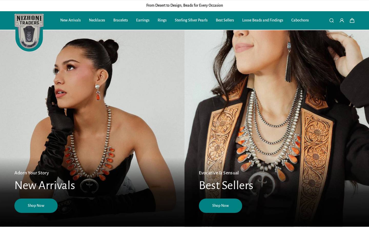 nizhonitradersbeadcompany.com homepage screenshot