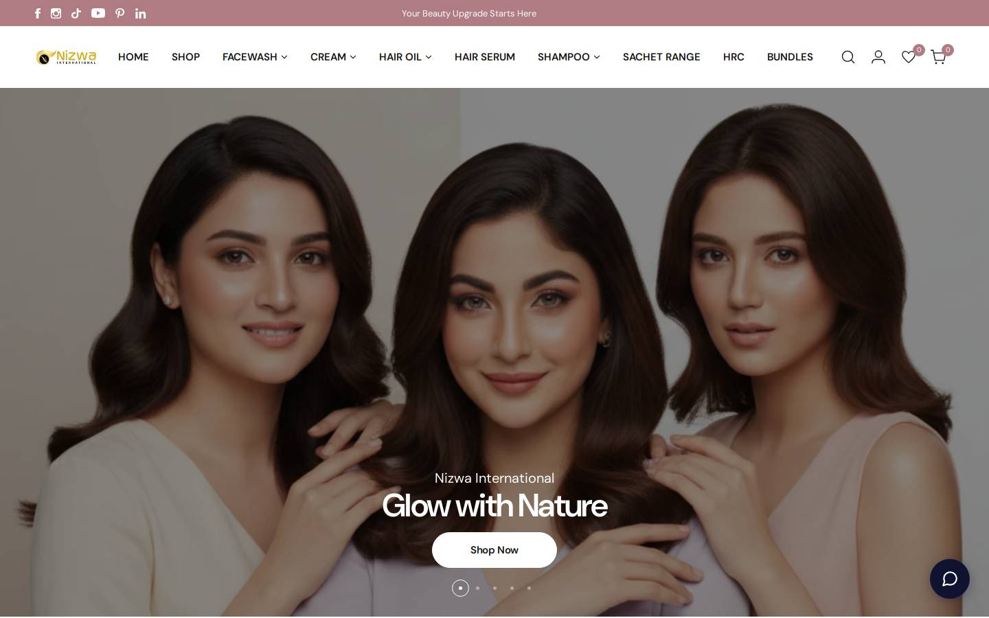nizwainternational.com homepage screenshot