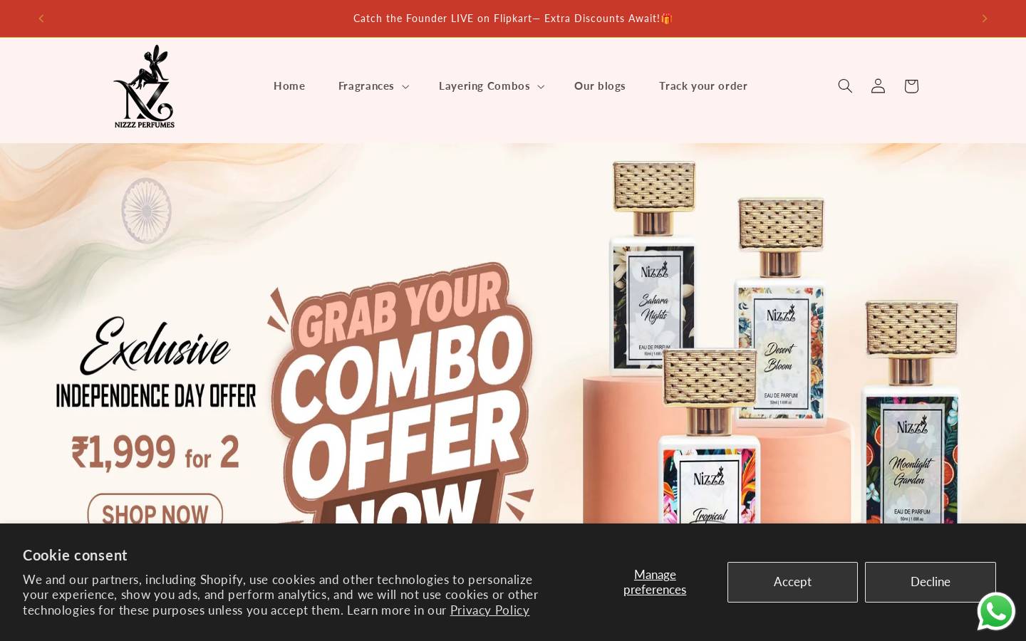 nizzzperfumes.com homepage screenshot