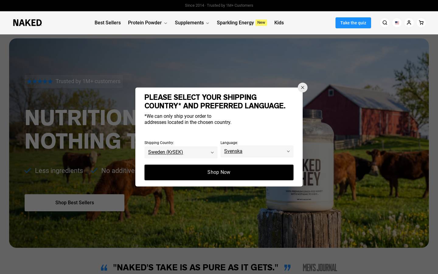 nakednutrition.com homepage screenshot