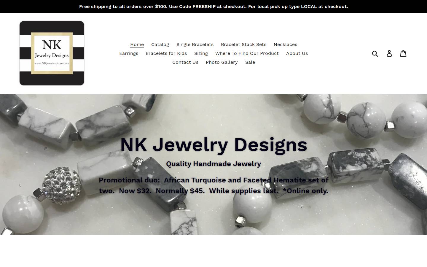 nkjewelrydesignsstore.com homepage screenshot