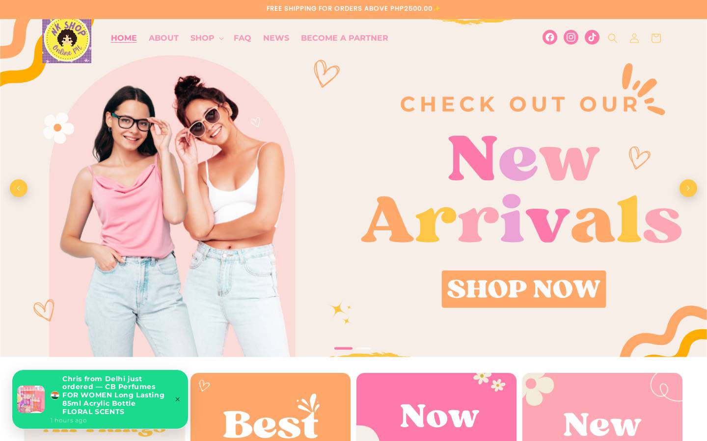 nkshoponline.com homepage screenshot
