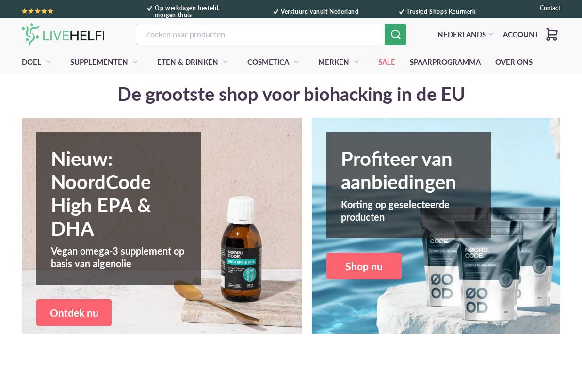 LiveHelfi homepage screenshot