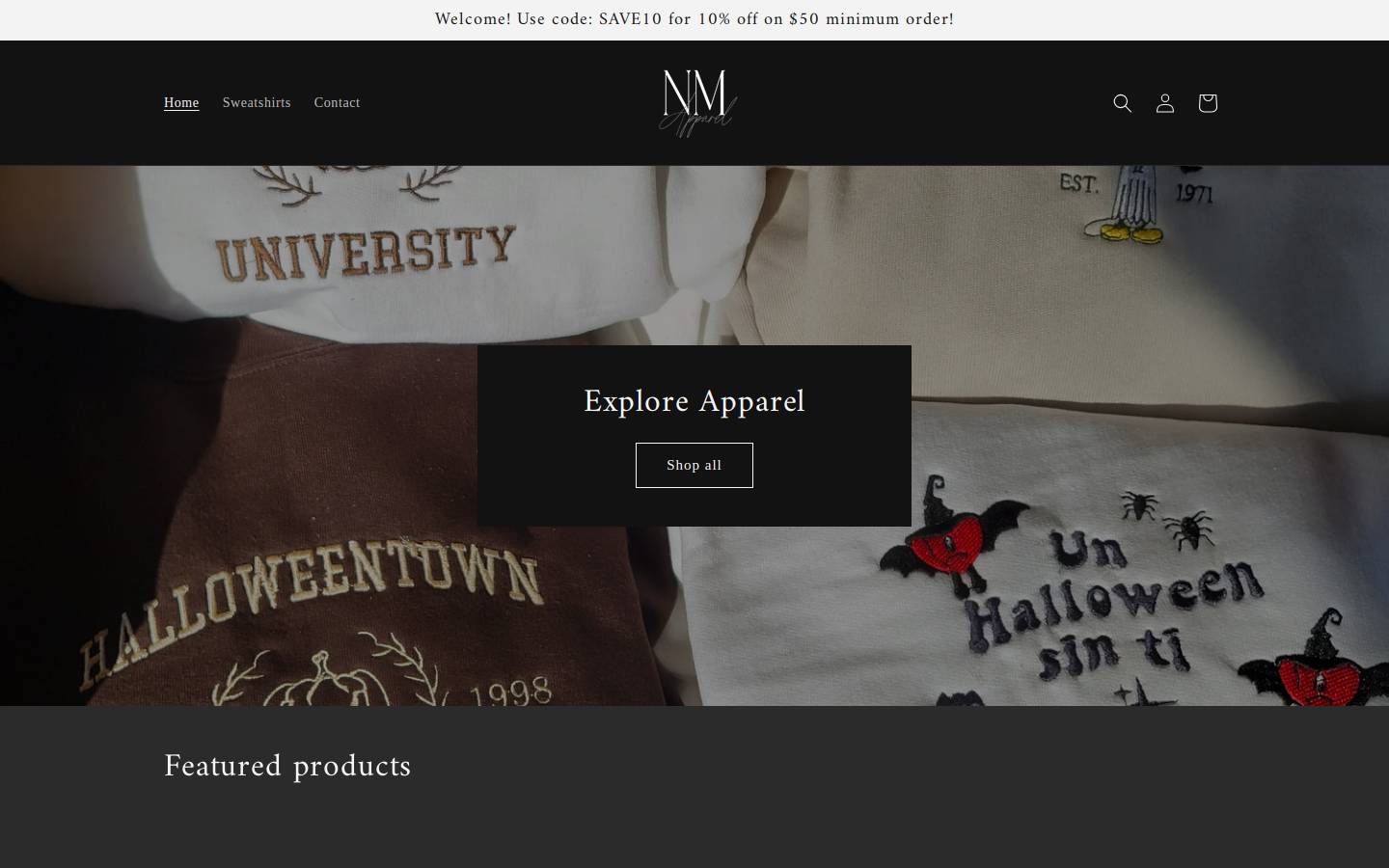 nmapparel.shop homepage screenshot