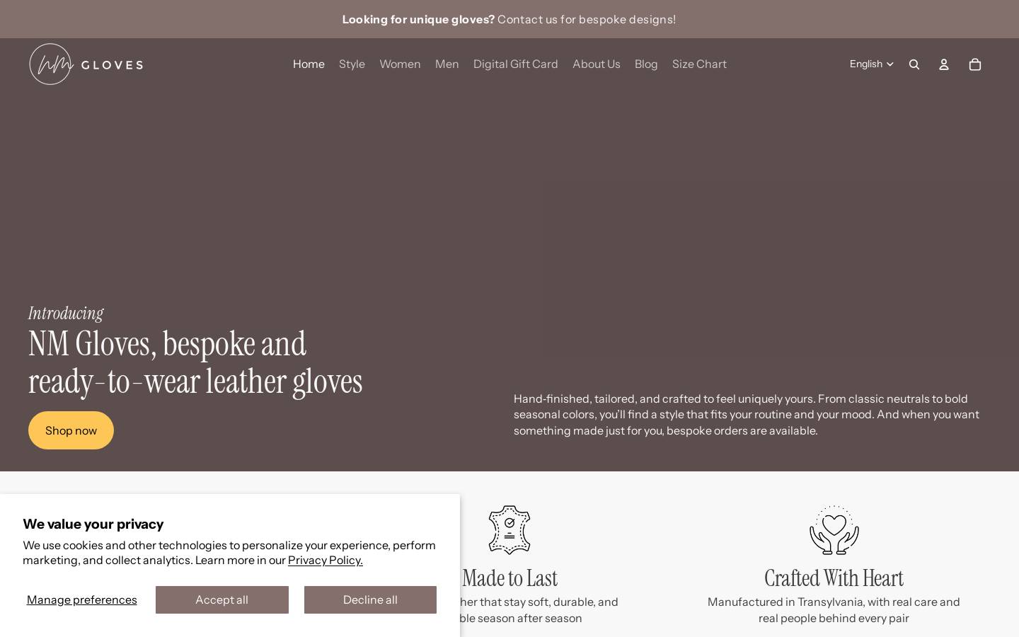 nmgloves.com homepage screenshot