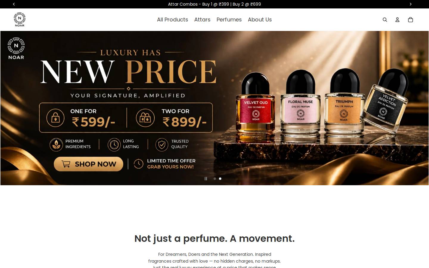 noarbrands.com homepage screenshot