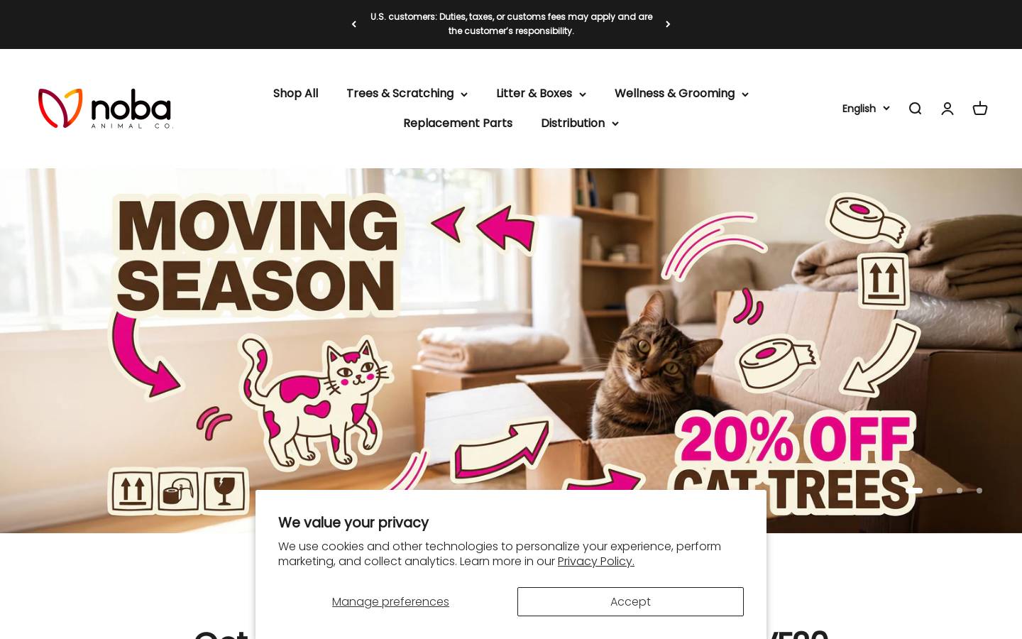 nobaanimal.com homepage screenshot