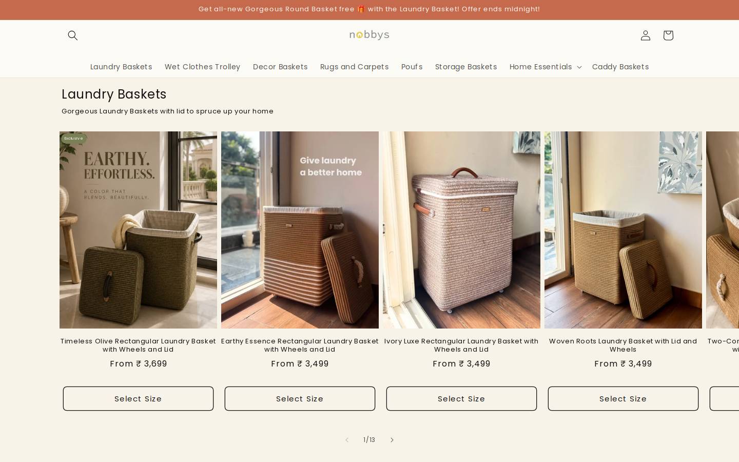 nobbys.in homepage screenshot