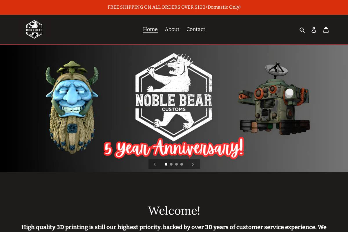 noblebearcustoms.com homepage screenshot