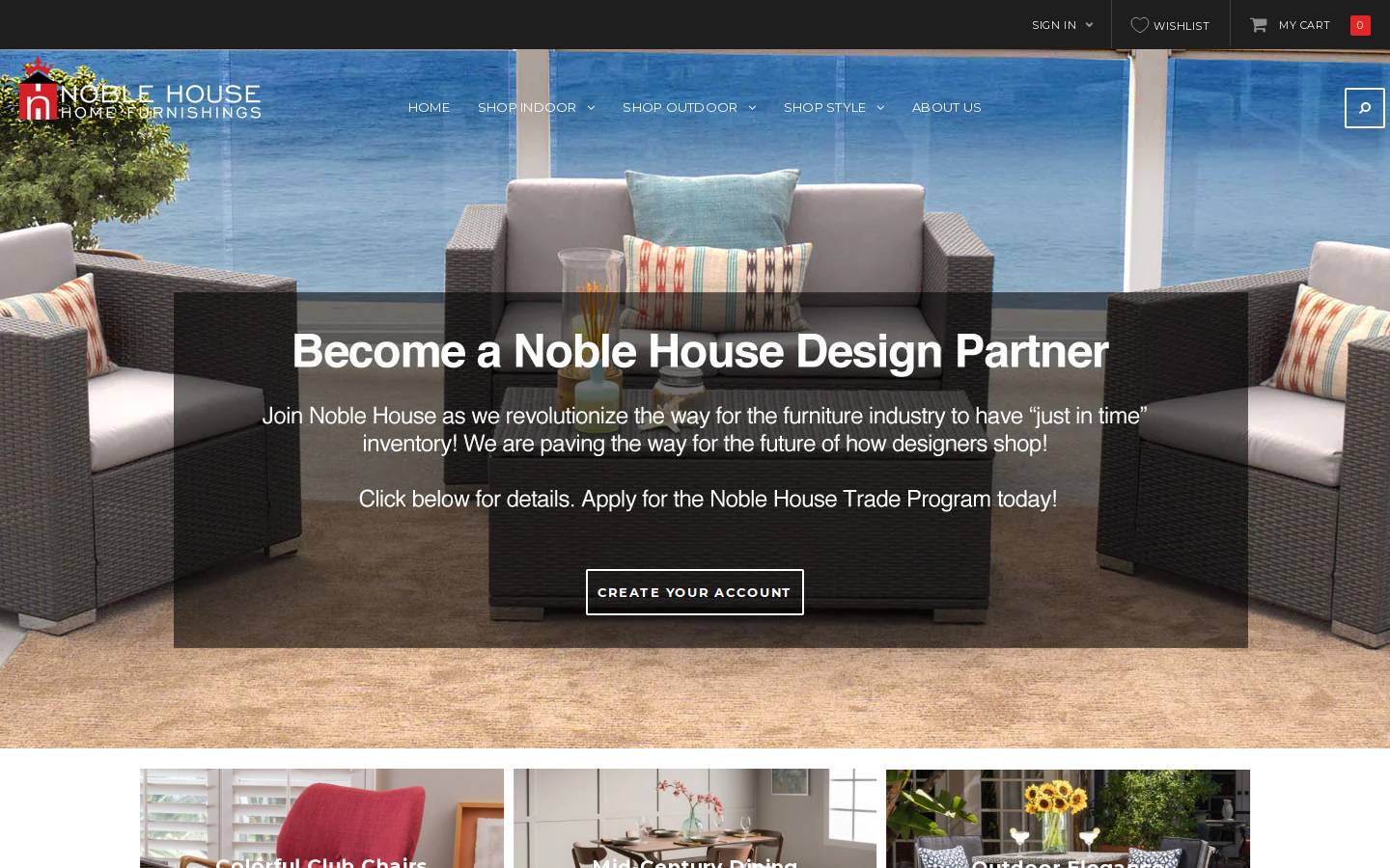 noblehousefurniture.com homepage screenshot