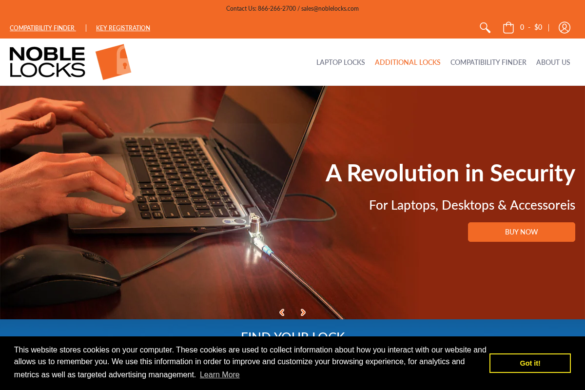 Noble Locks homepage screenshot
