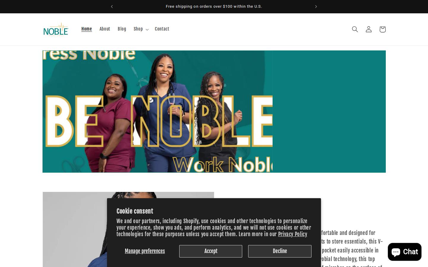 noblemedicalapparel.com homepage screenshot