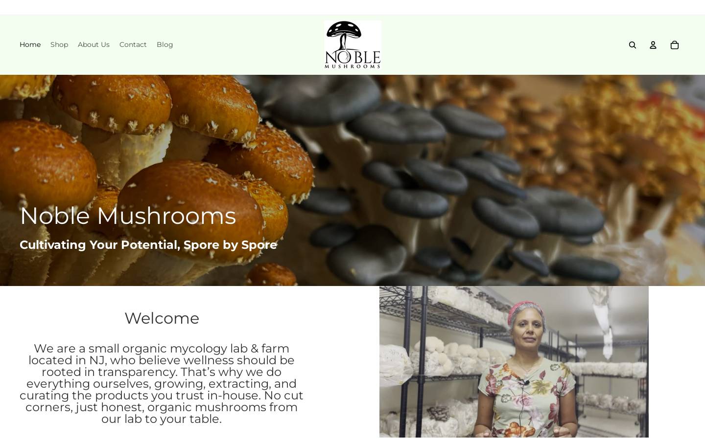 noblemushrooms.com homepage screenshot