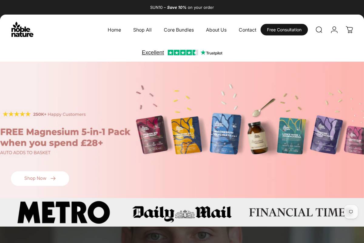 NobleNature homepage screenshot
