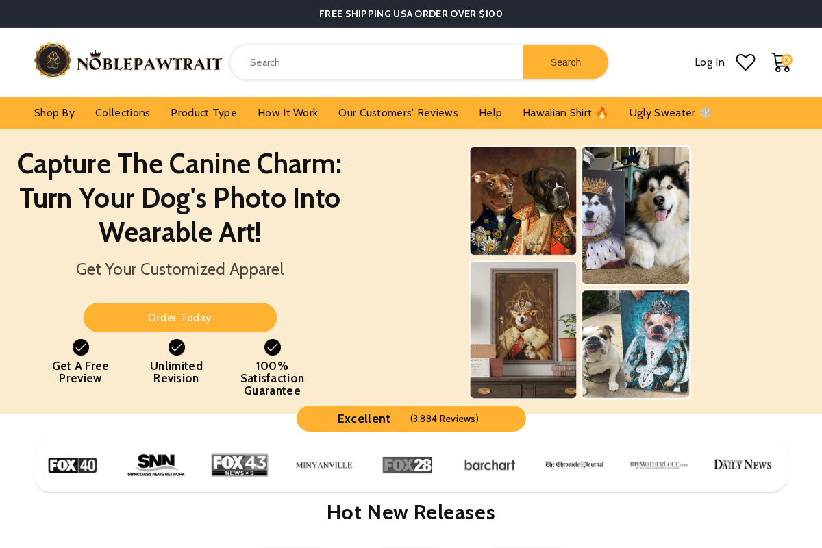 Noblepawtrait homepage screenshot