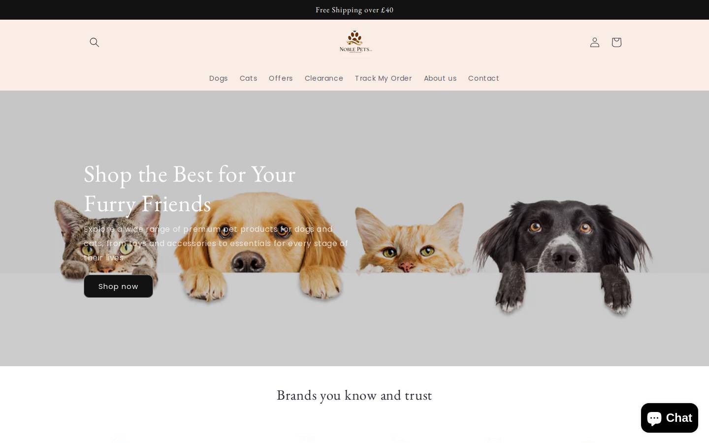 noblepets.co.uk homepage screenshot