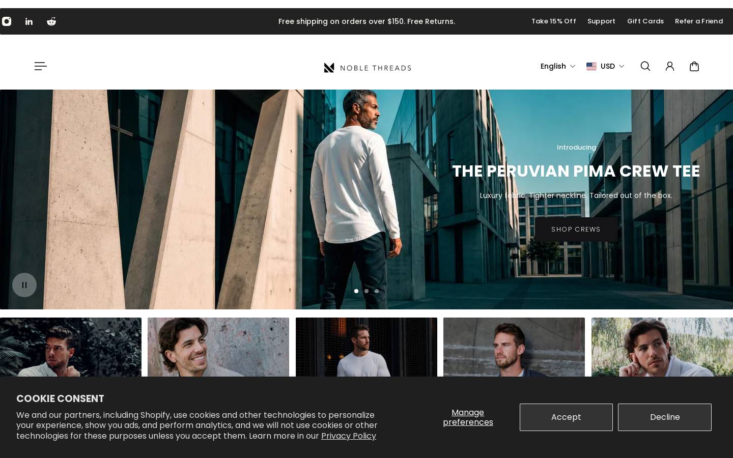 noblethreads.co homepage screenshot