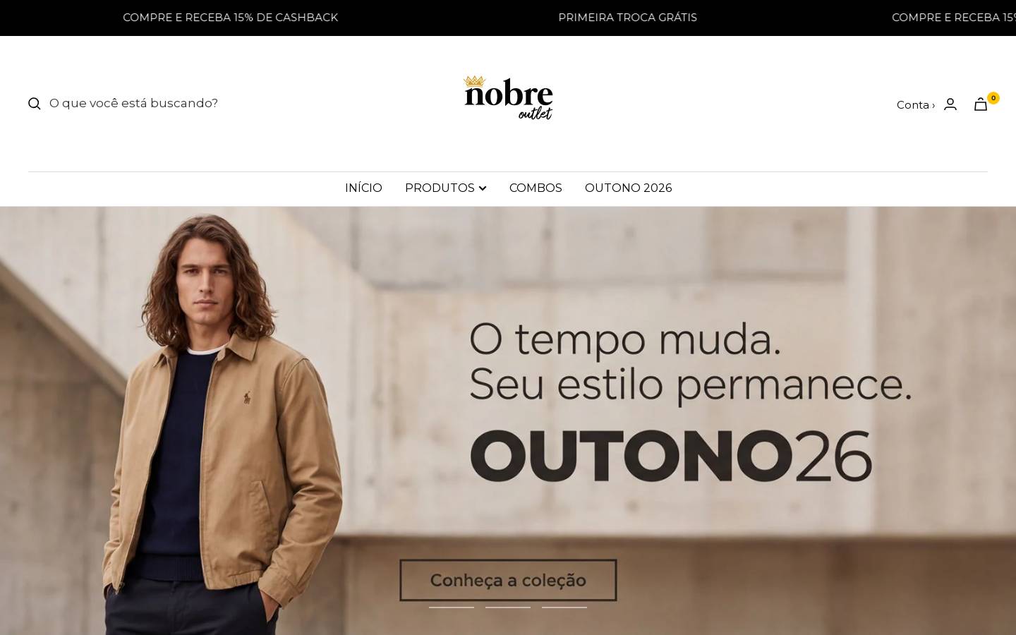 nobreoutlet.com homepage screenshot