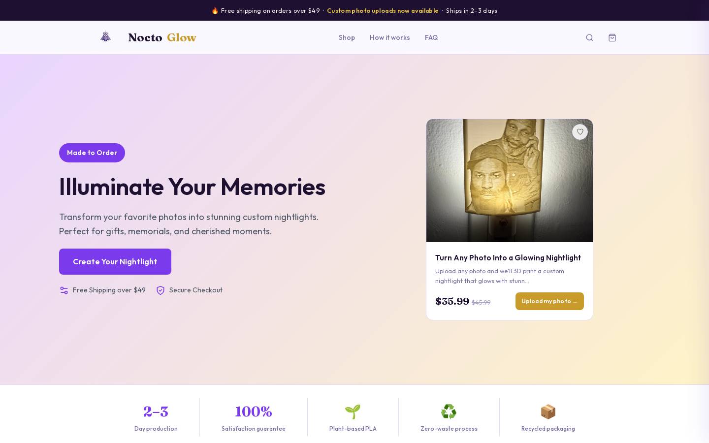 noctoglow.com homepage screenshot