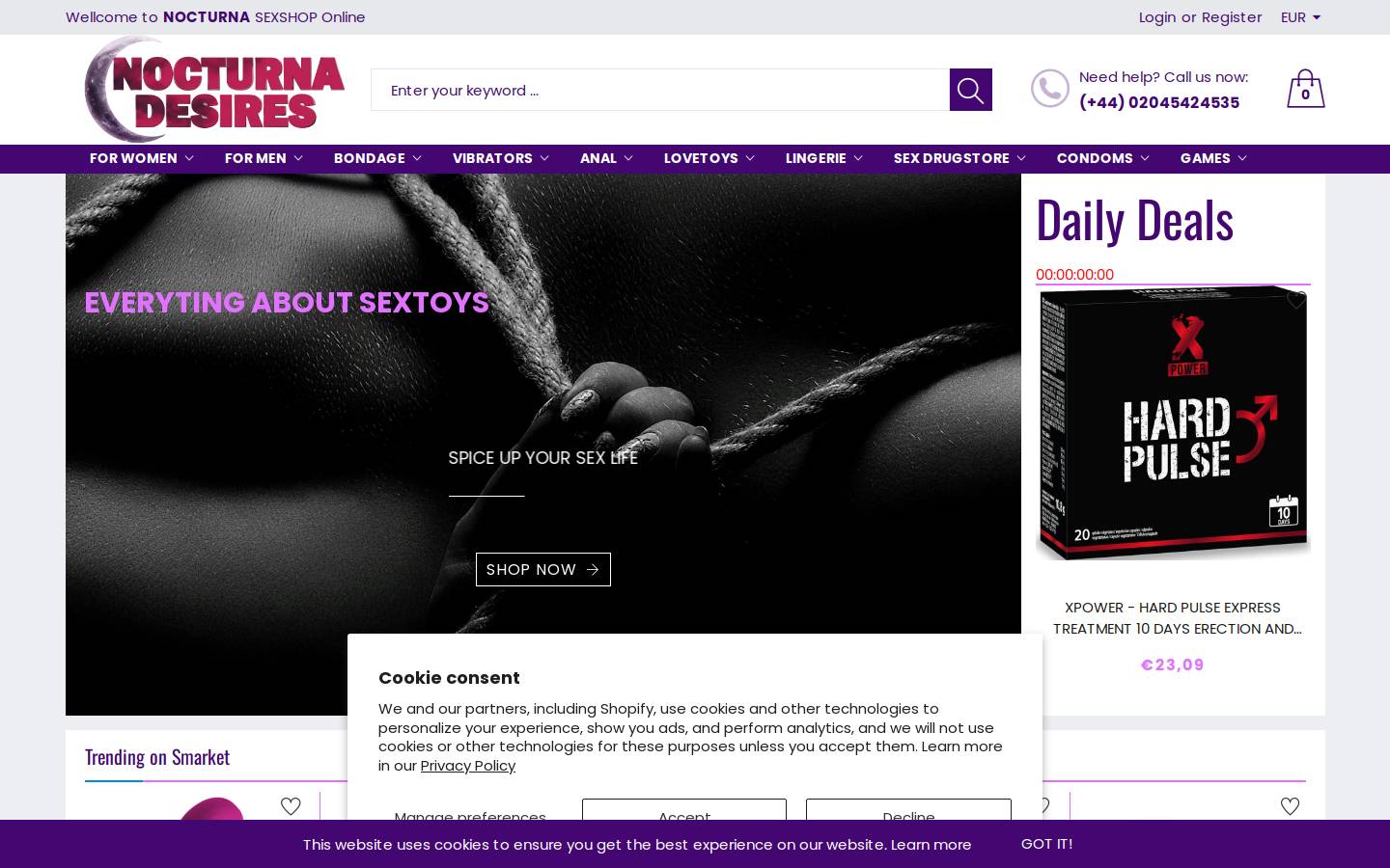 nocturnadesires.com homepage screenshot