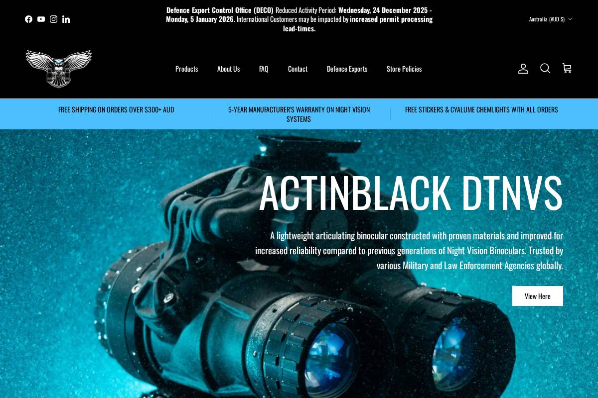 Nocturnalopticsau homepage screenshot