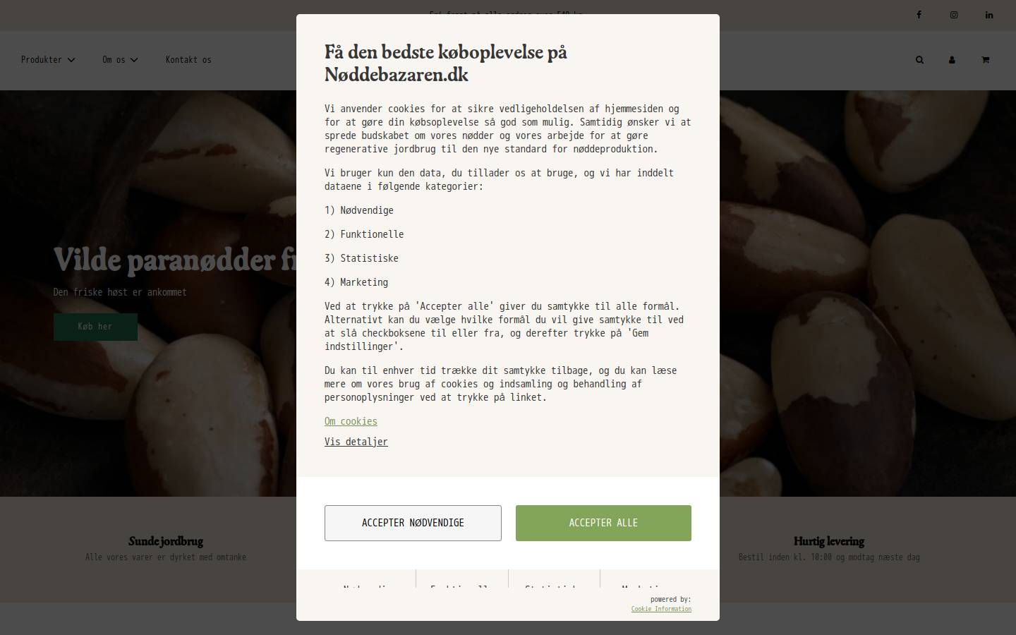 Nøddebazaren homepage screenshot