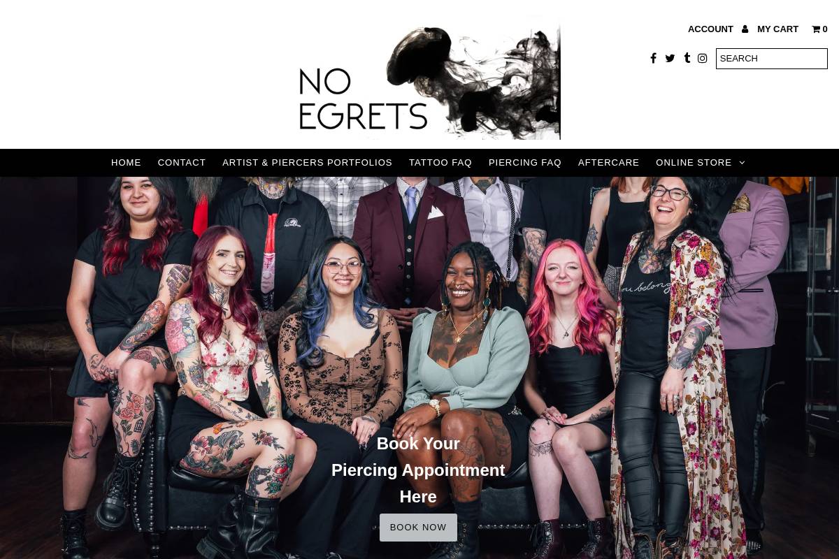 noegretstattoo.com homepage screenshot