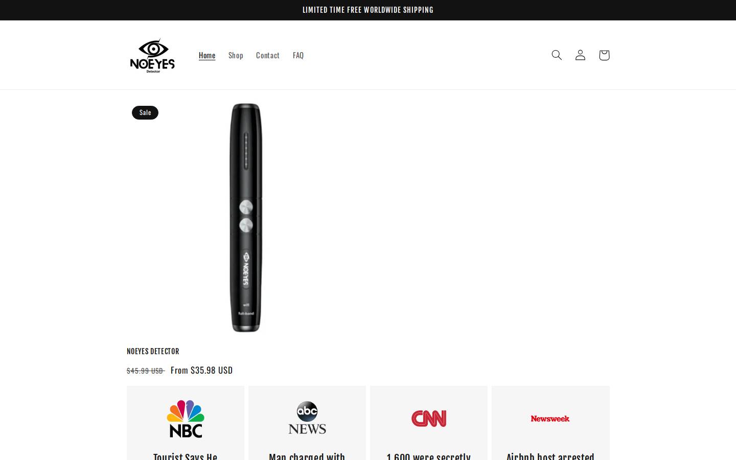 noeyesdetector.com homepage screenshot