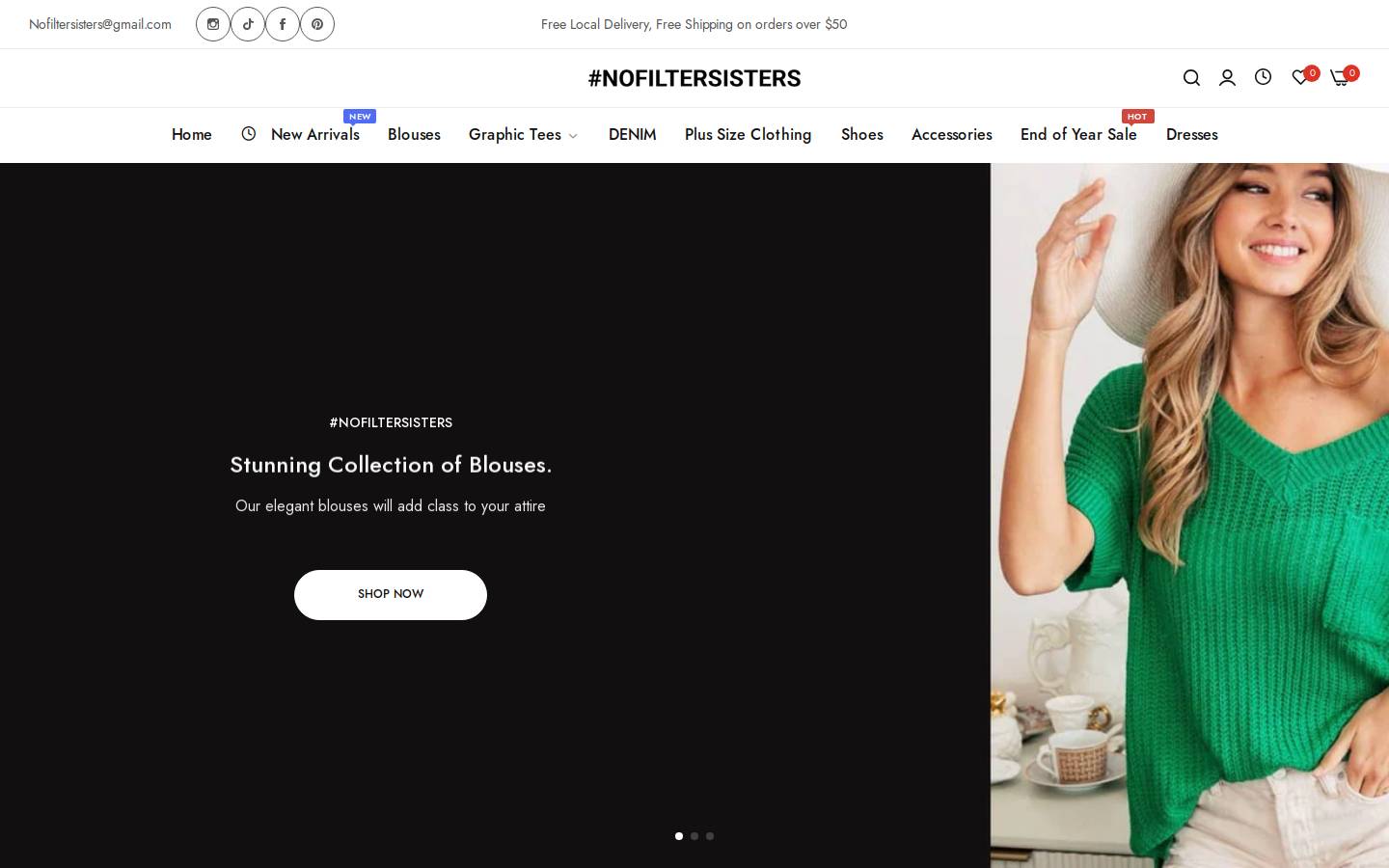 nofiltersisters.com homepage screenshot