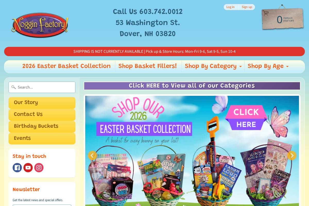 Noggin Factory Toy Shop homepage screenshot