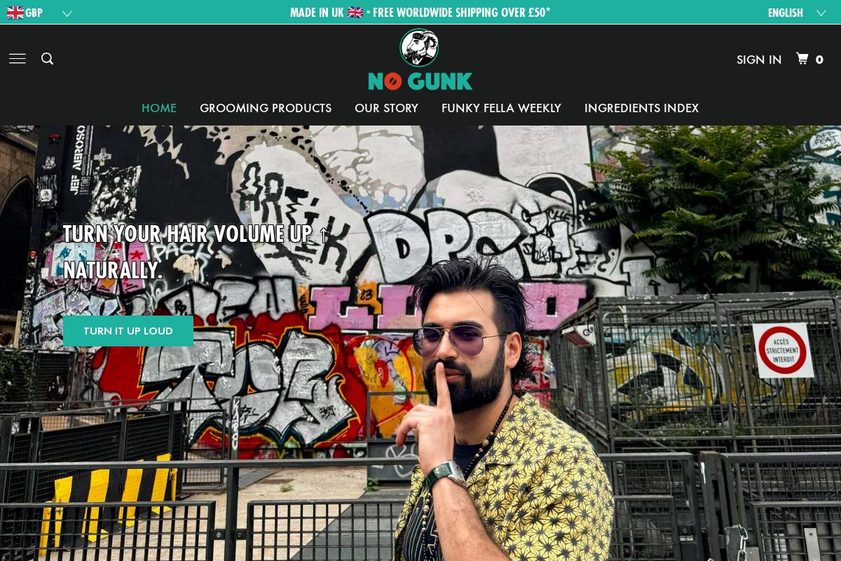 nogunk.com homepage screenshot