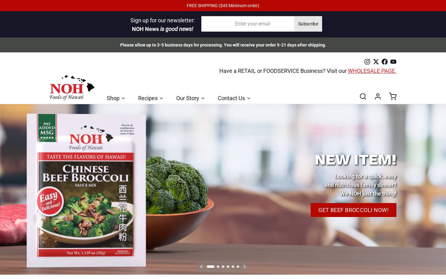 nohfoods.com homepage screenshot