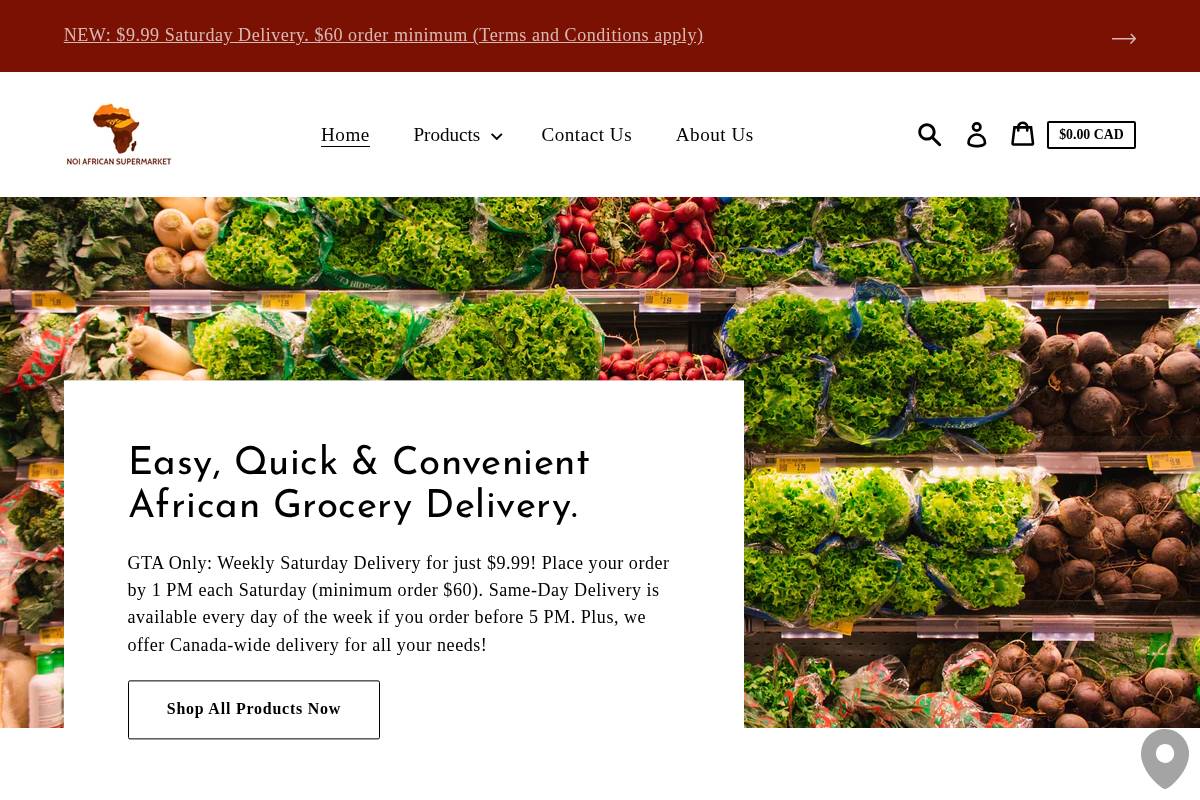 noiafricansupermarket.com homepage screenshot