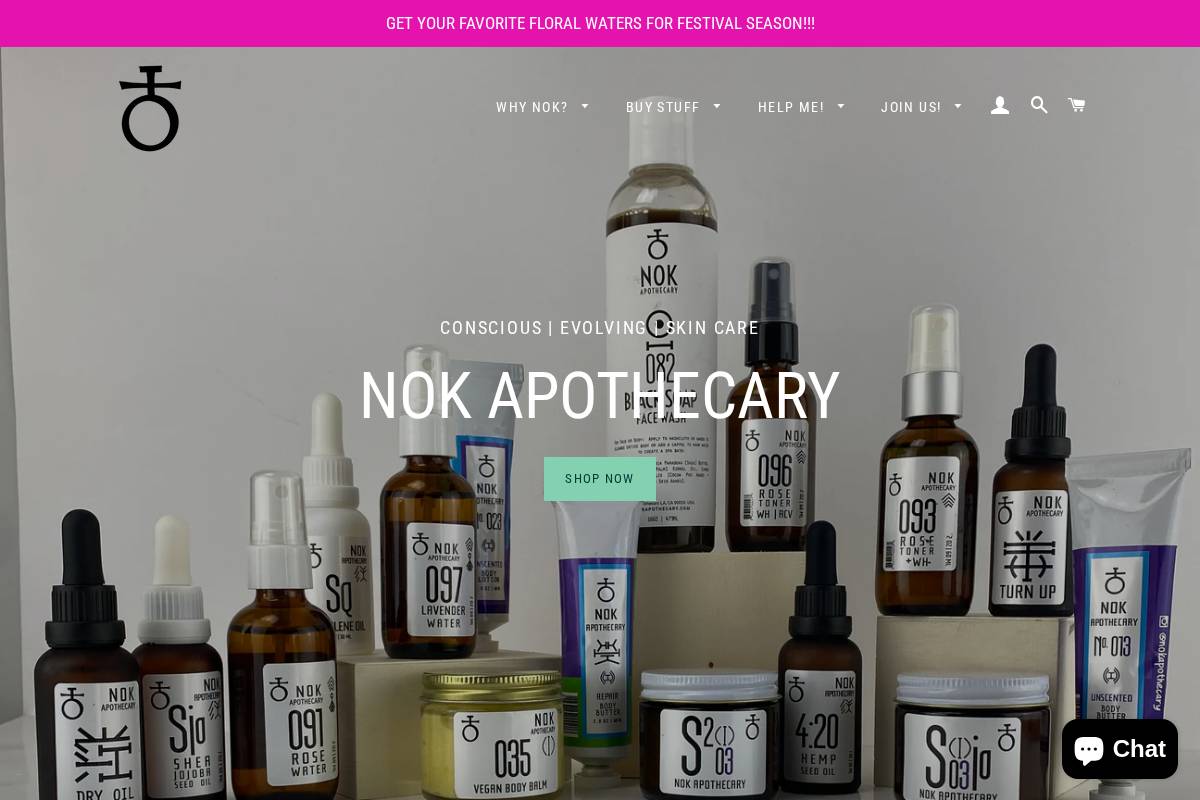 nokapothecary.com homepage screenshot