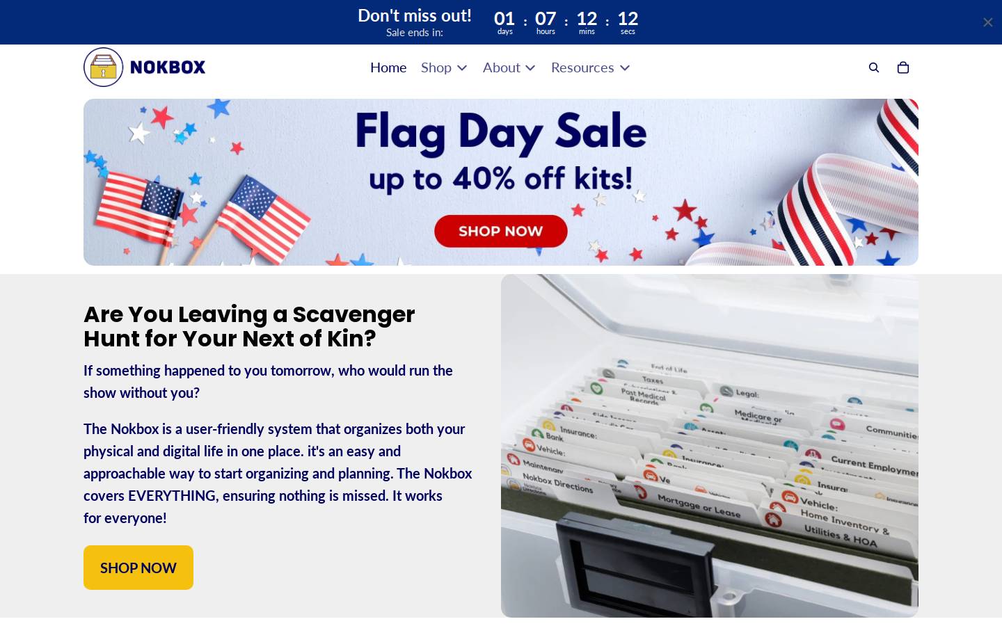 Nokbox homepage screenshot