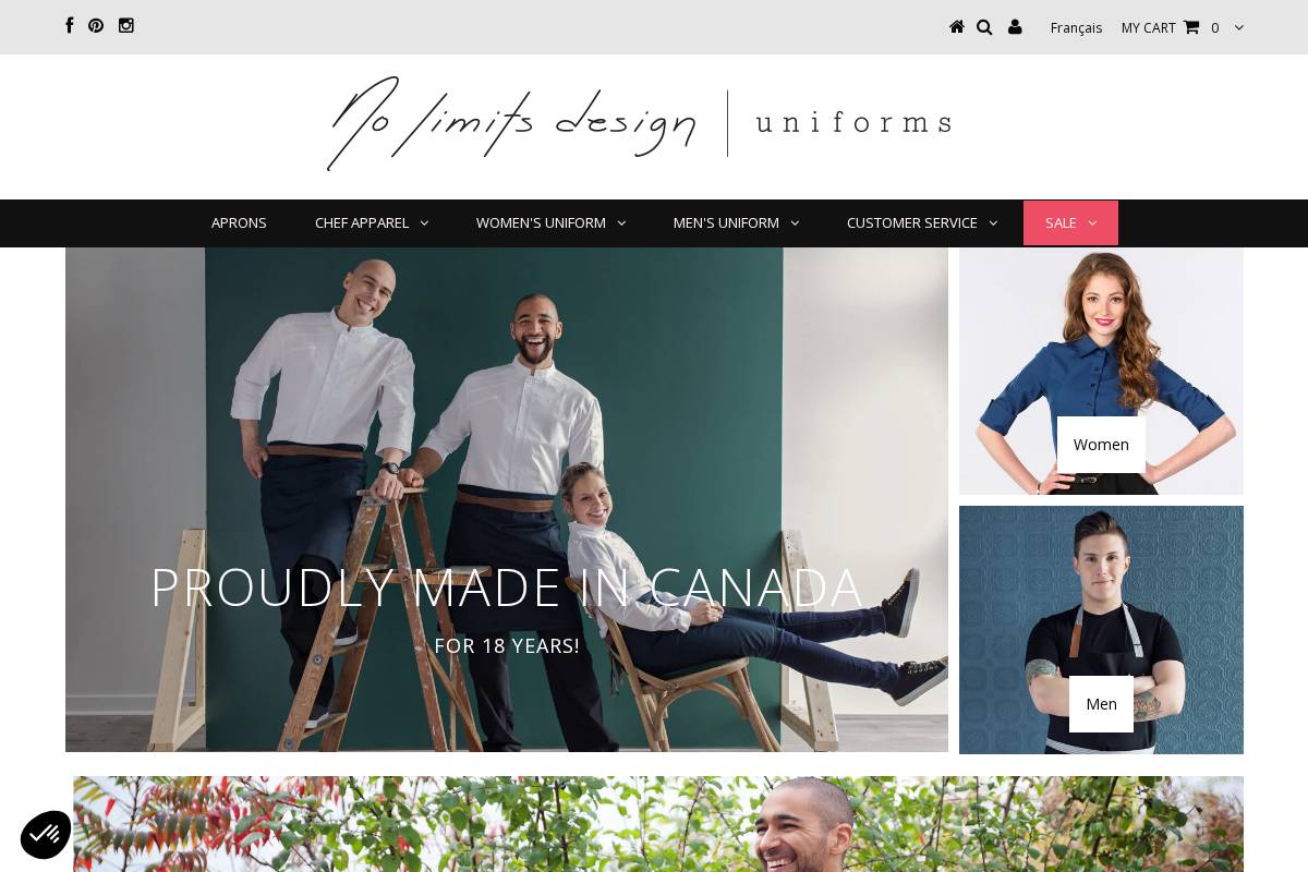No Limits design | création d'uniformes pour les restaurants, l'hôtellerie et corporatifs homepage screenshot